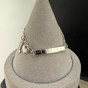 Vintage Speidel ID Bracelet Silver Tone "Chelsea" Heart Key 6"